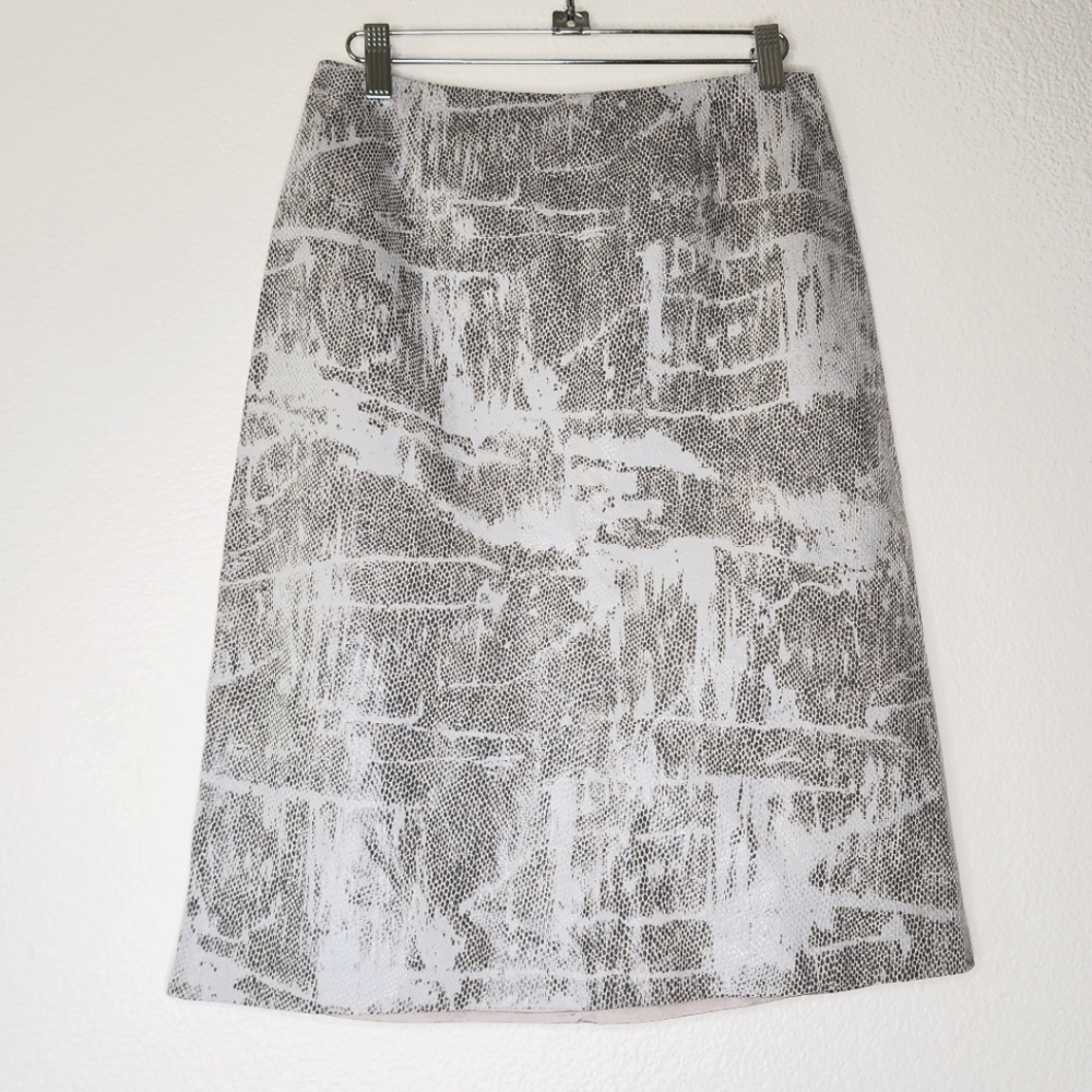 Vintage Leather Snake Print Knee Length Pencil Skirt 6
